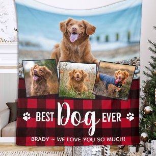 Couverture Polaire Meilleur Chien Jamais Red Buffalo Plaid Photo Coll