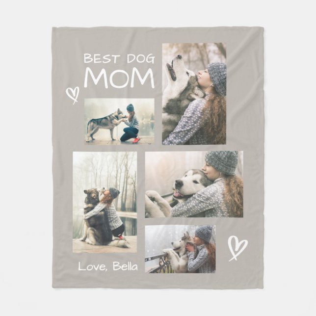 Couverture Polaire Meilleur Chien Maman 5 Photo Collage Cosy (Devant)