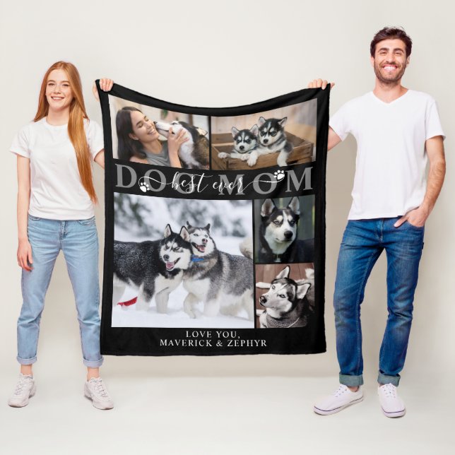 Couverture Polaire Meilleur Chien Maman Jour Script Pawprints 5 Photo (En situation)
