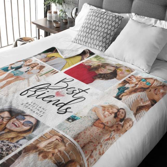 Couverture Polaire Meilleur Collage photo de l'ami Blanche polaire (Perfect fleece blanket to celebrate your friendship and you can buy multiples for your friends)