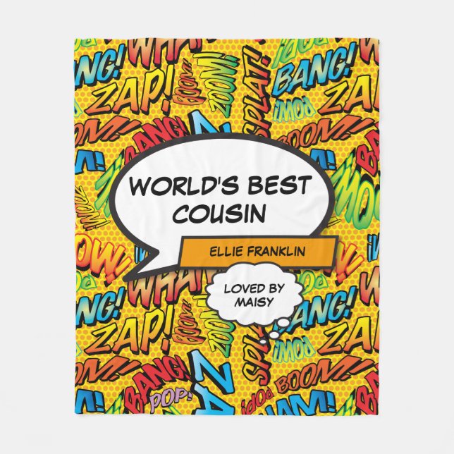 Couverture Polaire Meilleur Comique Rétro de Cousin du monde (Devant)