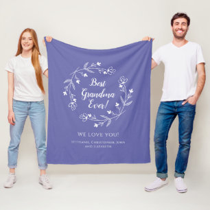 Couverture Polaire Meilleur Grand-mère Famille Petits-Enfants Bleu Ch