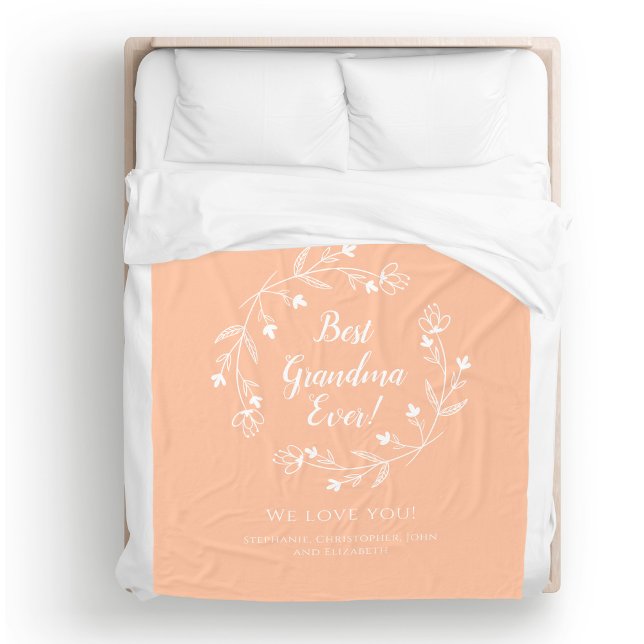 Couverture Polaire Meilleur Grand-Mère Famille Petits-Enfants Pêcher  (Best Grandma Ever Family Keepsake Grandkids Unique Custom Grandparent Gift Peach Fleece Blanket)