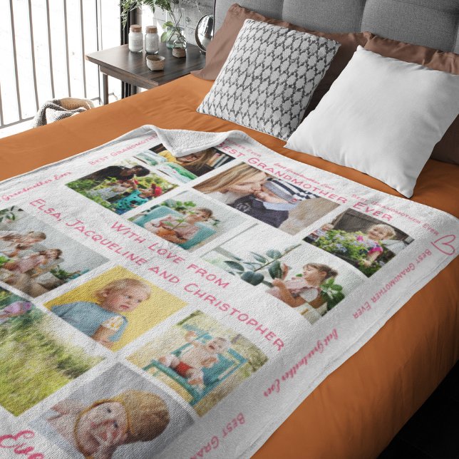 Couverture Polaire Meilleur grand-mère jamais moderne Custom 12 Colla (Custom blanket for grandmother for your favorite photos and text.)