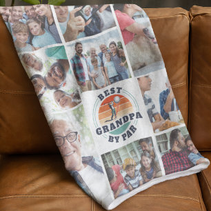 Couverture Polaire Meilleur Grand-Père Par Par Famille Photo Collage