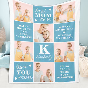 Couverture Polaire Meilleur MOM Ever Custom 7 Photo Collage Fête des 