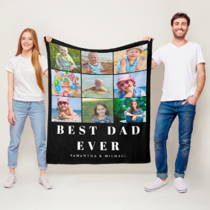 Couverture Polaire Meilleur papa 9 Nom photo Blanche polaire