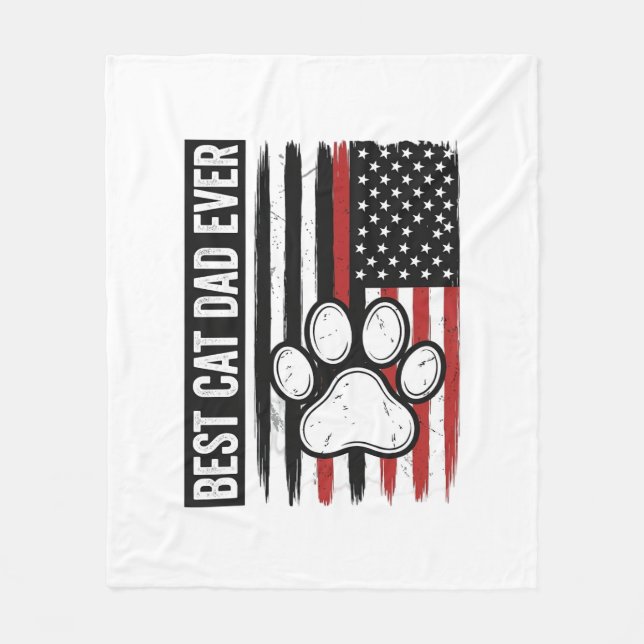 Couverture Polaire Meilleur papa chat patriote Design de drapeau de p (Devant)