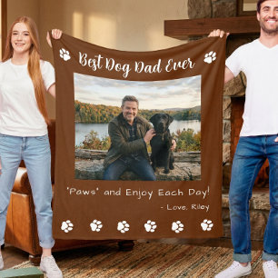 Couverture Polaire Meilleur Papa Chien Pattes Marron Photo d'Animal