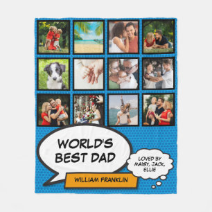 Couverture Polaire Meilleur Papa du Monde, Papa, Père 12 Photo Comic