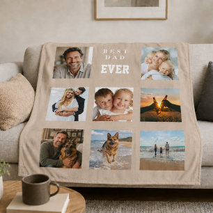 Couverture Polaire Meilleur papa du monde photo collage père beige sa