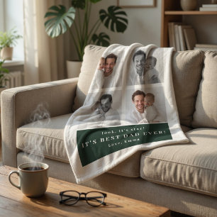 Couverture Polaire Meilleur Papa du Monde Plaid Personnalisé avec Pho