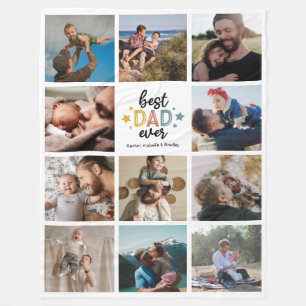 Couverture Polaire Meilleur papa Ever 11 Collage photo