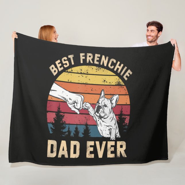 Couverture Polaire Meilleur Papa Frenchie Rétro (En situation)