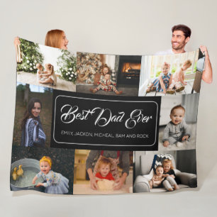 Couverture Polaire Meilleur papa Jamais Black Photo Collage