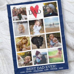 Couverture Polaire Meilleur papa Jamais Photo Collage Navy Couture bl