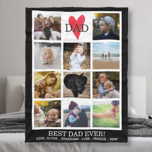 Couverture Polaire Meilleur papa jamais photo Collage noir personnali