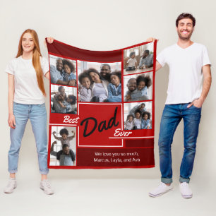Couverture Polaire Meilleur papa Jamais Rouge Photo Collage Fête des