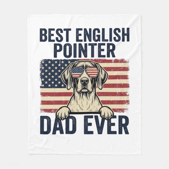 Couverture Polaire Meilleur Papa Pointer Anglais Patriote de Chien (Devant)