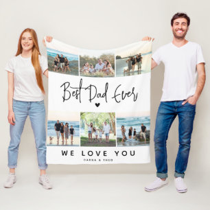 Couverture Polaire Meilleur Papa Script Photo Collage