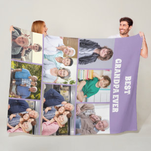 Couverture Polaire Meilleur Papy Ever 8Photos Collage Chic violet