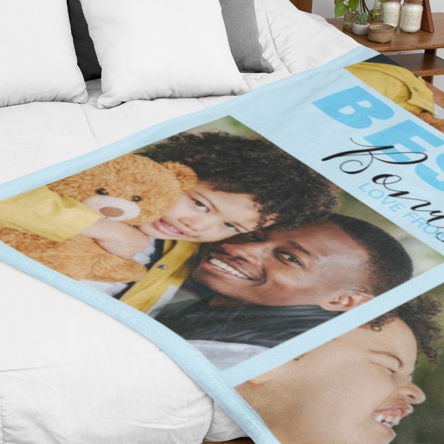 Couverture Polaire Meilleur Père de Bonus d'Ever | Photo Collage Flee (Créateur téléchargé)