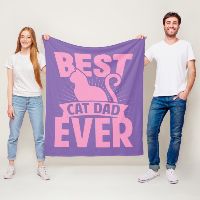 Couverture Polaire Meilleur père de chat jamais - Silhouette de chat (En situation)