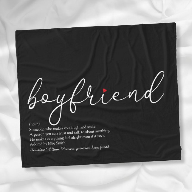 Couverture Polaire Meilleur Petit Ami Définition Script Cœur Amour (Best Ever Boyfriend Definition Script Love Heart Fleece Blanket)