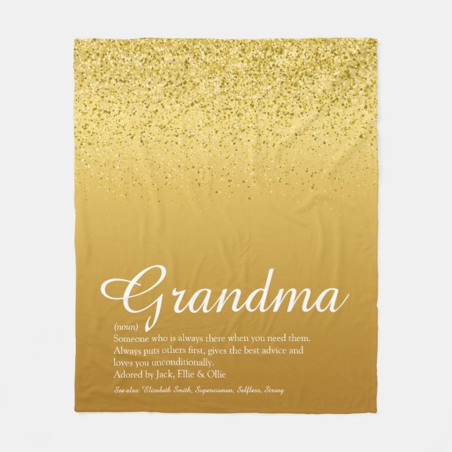 Couverture Polaire Meilleure Grand-mère Définition Paillettes Dorées (Devant)