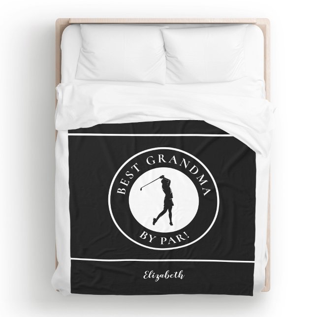 Couverture Polaire Meilleure grand-mère golfeuse noire Monogramme Pro (Black Best Grandma Golfer Monogrammed Sports Pro Fleece Blanket)