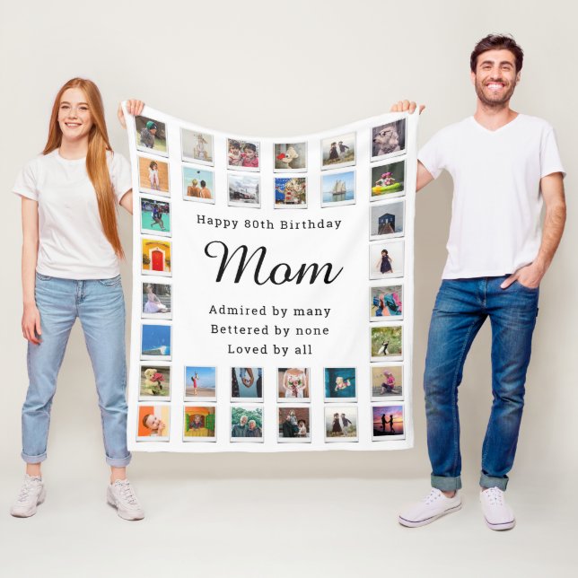Couverture Polaire Meilleure maman 80e anniversaire Photo Collage Bla (En situation)
