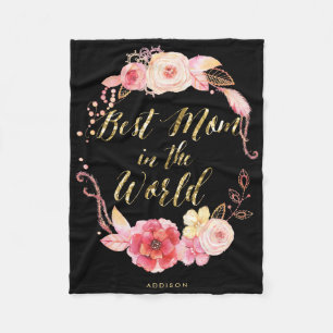 Couverture Polaire Meilleure Maman Au Monde Blanche Fleece Floral