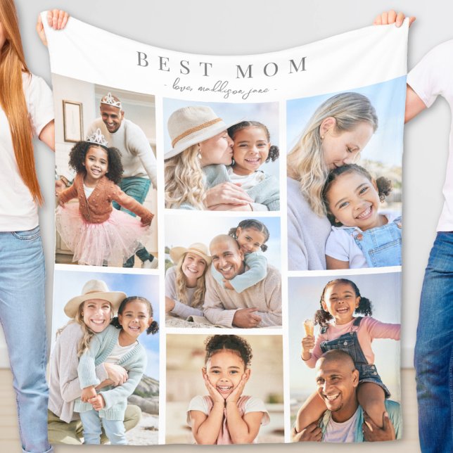 Couverture Polaire Meilleure Maman Collage de Photos (Best Mom Photo Collage Fleece Blanket )