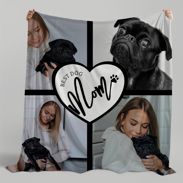 Couverture Polaire Meilleure maman de chien | Collage photo (Créateur téléchargé)
