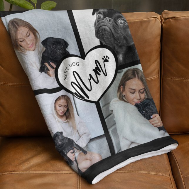 Couverture Polaire Meilleure maman de chien | Collage photo (Créateur téléchargé)