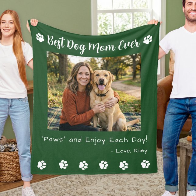 Couverture Polaire Meilleure Maman de Chien Paws Photo de Compagnon V (Créateur téléchargé)