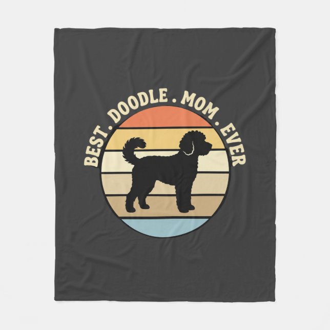 Couverture Polaire Meilleure maman Doodle Rétro Chien (Devant)