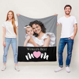 Couverture Polaire Meilleure Maman Du Monde Cœur Mignon Photo Moderne