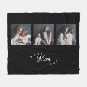 Couverture Polaire Meilleure Maman Élégante Écriture Noir 3 Photo Mod