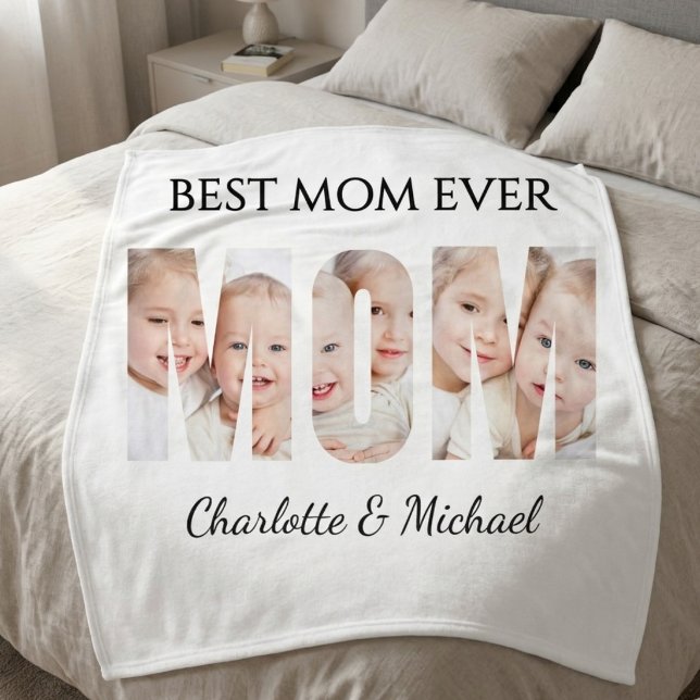 Couverture Polaire Meilleure Maman Ever 3 Photos Lettres Découpées  (Créateur téléchargé)