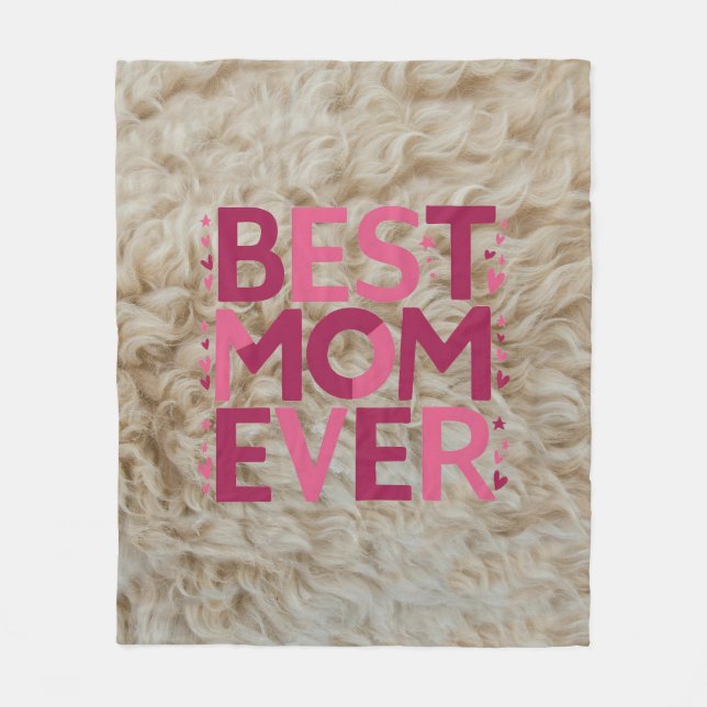 Couverture Polaire Meilleure Maman Ever En Typographie Rose Tendance  (Devant)