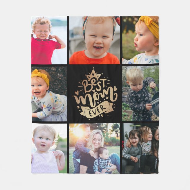 Couverture Polaire Meilleure Maman Ever Gold Photo Collage Cadeau Fle (Devant)