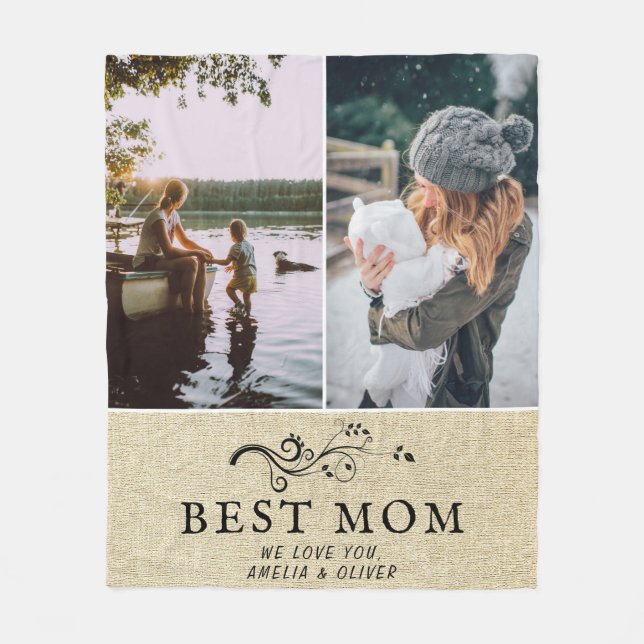 Couverture Polaire Meilleure maman Foliage rustique 2 Photos personna (Devant)