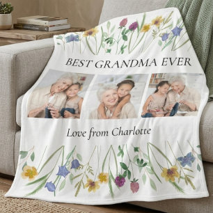 Couverture Polaire Meilleure Maman Grand-mère Jamais Photo Floral