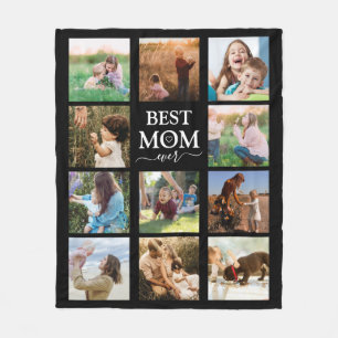 Couverture Polaire Meilleure maman Jamais Famille Photo Collage noir