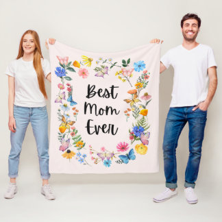 Couverture Polaire Meilleure Maman Jamais Joli Fleurs sauvages Boho F