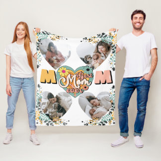 Couverture Polaire Meilleure maman Jamais Multi-Coeur forme Photo Fle