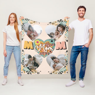 Couverture Polaire Meilleure maman Jamais Multi-Coeur forme Photo Fle