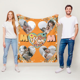 Couverture Polaire Meilleure maman Jamais Multi-Coeur forme Photo Fle
