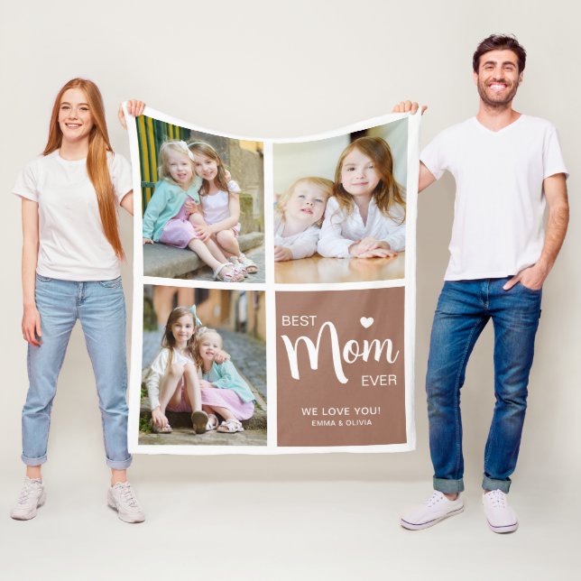 Couverture Polaire Meilleure Maman Jamais Photo Collage Brown (En situation)